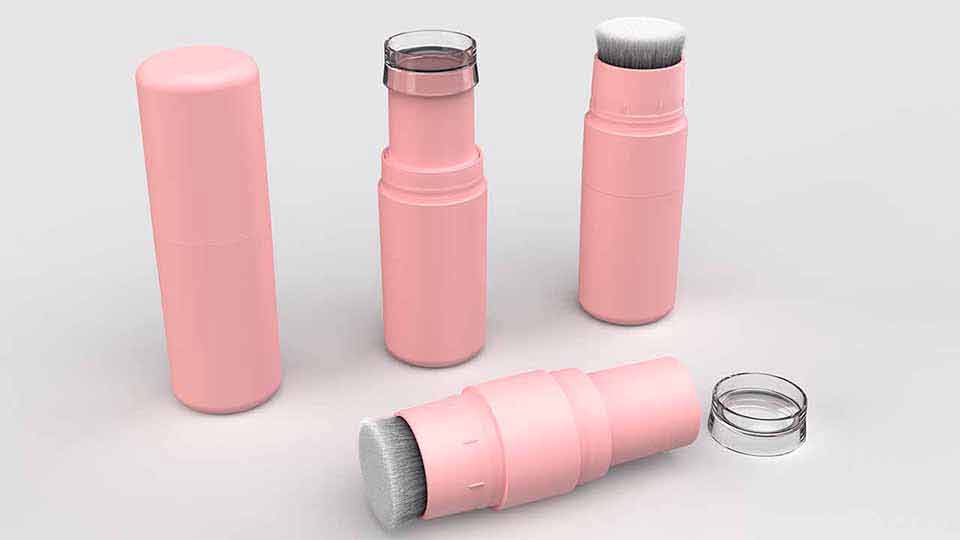 Poederstickbuisje met borstelkop Poederstickbuisje met borstelkop