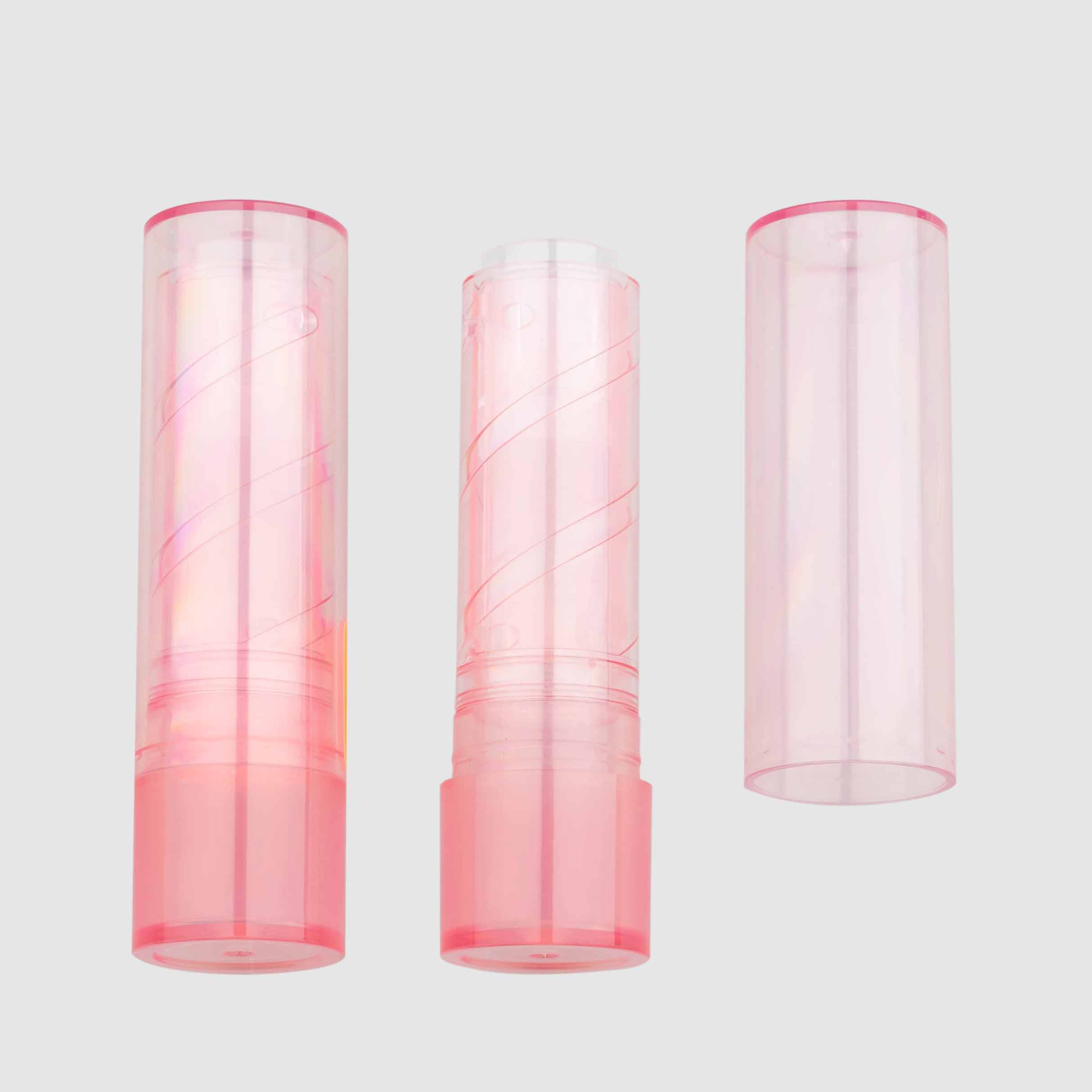 Transparante ronde platte mond lippenstiftbuis